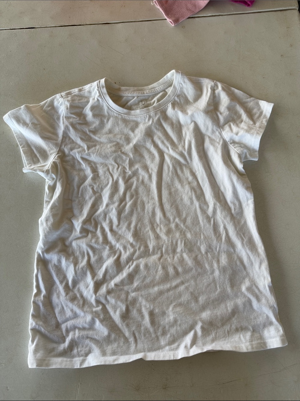 Lands' End White Short Sleeve Crew Neck Tee